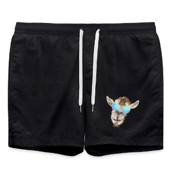Casual goat head with sunglasses - Swim Trunks - black - Front - AI Model Male 185 light (185cm)