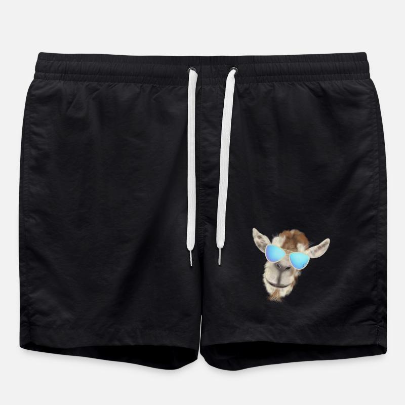 Casual goat head with sunglasses - Swim Trunks - black