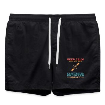 Funny Electrical Engineer Tshirt, Keep Calm - Swim Trunks - black - Front - AI Model Male 185 light (185cm)