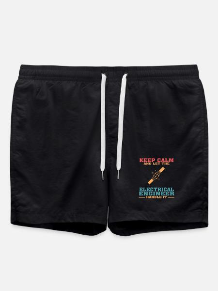 Funny Electrical Engineer Tshirt, Keep Calm - Swim Trunks - black