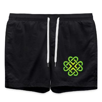 Vierblättriges Kleeblatt und Herzen - Badeshorts - Schwarz - Vorne - AI Model Male 185 light (185cm)