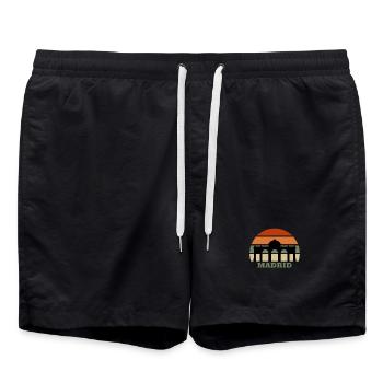 Wahrzeichen der Stadt Madrid Skyline Spanien - Badeshorts - Schwarz - Vorne - AI Model Male 185 light (185cm)