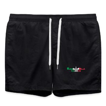 Genoa City Skyline Italy Landmark, Gênes Italie - Short de bain - noir - Devant - AI Model Male 185 light (185cm)