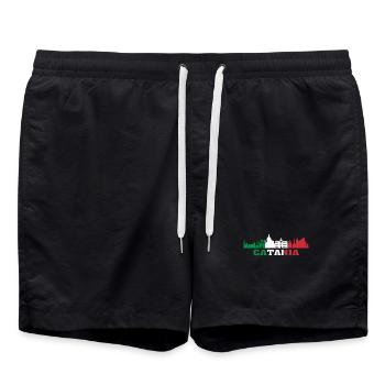 Catania City Skyline Italien Wahrzeichen Catania Italia - Badeshorts - Schwarz - Vorne - AI Model Male 185 light (185cm)
