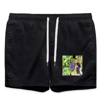 Wine Grapes Grape Grape Harvest Vintage Wine Festival Poster - Swim Trunks - black - Front - AI Model Male 185 light (185cm)