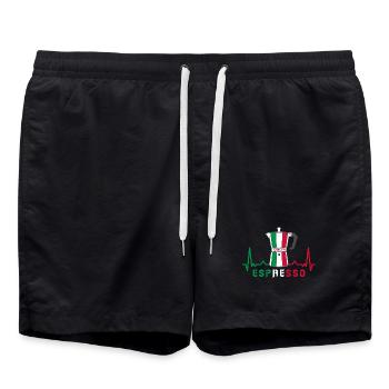 Heart rate espresso design / gift idea - Swim Trunks - black - Front - AI Model Male 185 light (185cm)