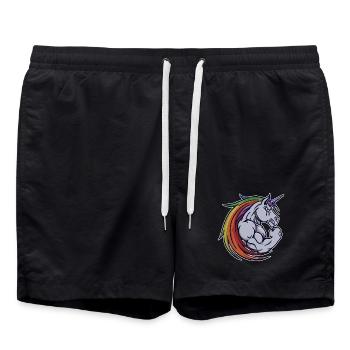 Formation musculaire motivation licorne gym - Short de bain - noir - Devant - AI Model Male 185 light (185cm)