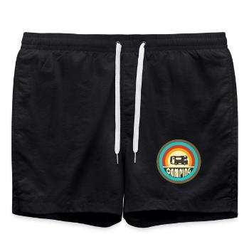 Camping design vintage / idée cadeau - Short de bain - noir - Devant - AI Model Male 185 light (185cm)