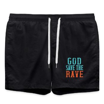 God save the Rave - Badeshorts - Schwarz - Vorne - AI Model Male 185 light (185cm)