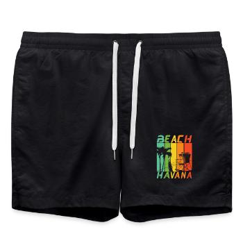 Havanna Beach Design / Geschenkidee - Badeshorts - Schwarz - Vorne - AI Model Male 185 light (185cm)
