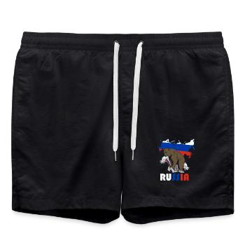 Russia bear design with map and flag - Swim Trunks - black - Front - AI Model Male 185 light (185cm)