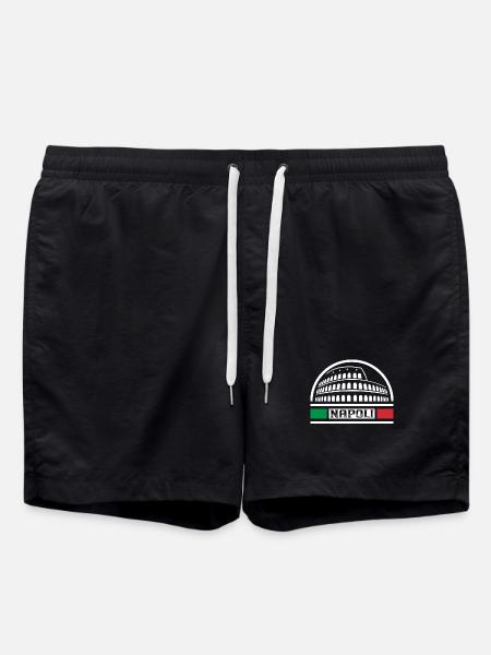 Napoli Italia Travel Souvenir Italian Flag Badge - Swim Trunks - black