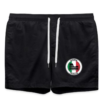 Roma Italien Reisen Souvenir Italienische Flagge Abzeichen Rom - Badeshorts - Schwarz - Vorne - AI Model Male 185 light (185cm)
