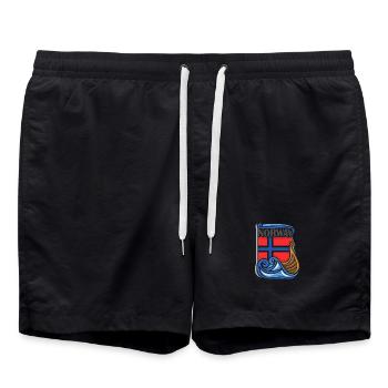 Norway Souvenir Landmark, Norway Flag Travel - Swim Trunks - black - Front - AI Model Male 185 light (185cm)