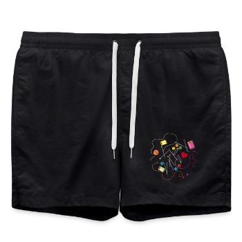 Sewing utensils buttons, needle, thread and sewing thread - Swim Trunks - black - Front - AI Model Male 185 light (185cm)