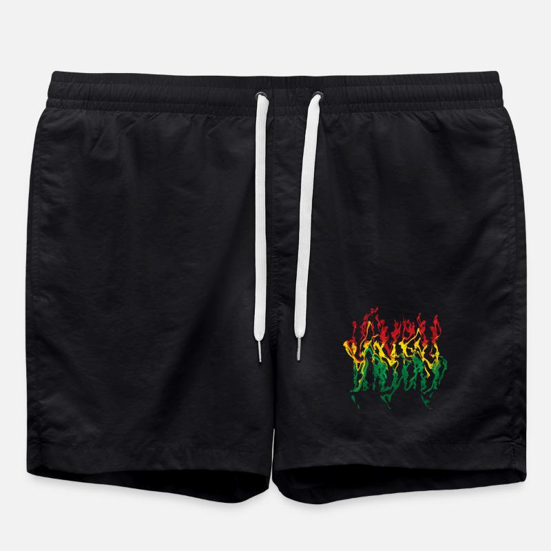 Vivid Reggae Flame Illustration Reggae - Swim Trunks - black