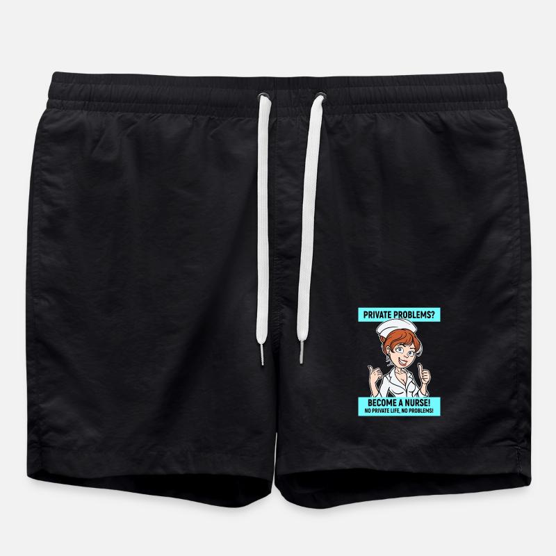 Krankenschwester Lustig Statement Pflegerin Beruf - Badeshorts - Schwarz