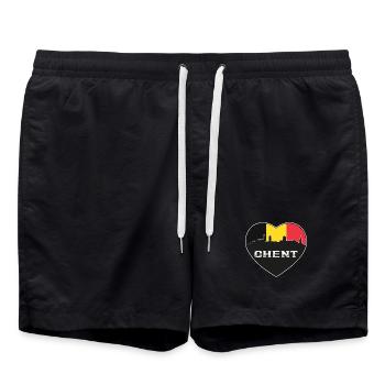 Ghent Belgique Skyline Drapeau Belge Voyage Souvenir - Short de bain - noir - Devant - AI Model Male 185 light (185cm)