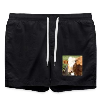 Kuh Poster - Badeshorts - Schwarz - Vorne - AI Model Male 185 light (185cm)