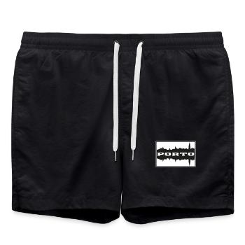 Porto Portugal Travel Souvenir Skyline Silhouette - Swim Trunks - black - Front - AI Model Male 185 light (185cm)