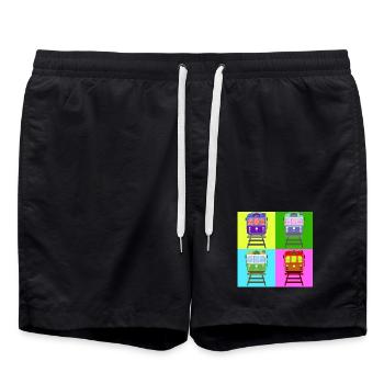 Tram, tram pop art - Swim Trunks - black - Front - AI Model Male 185 light (185cm)