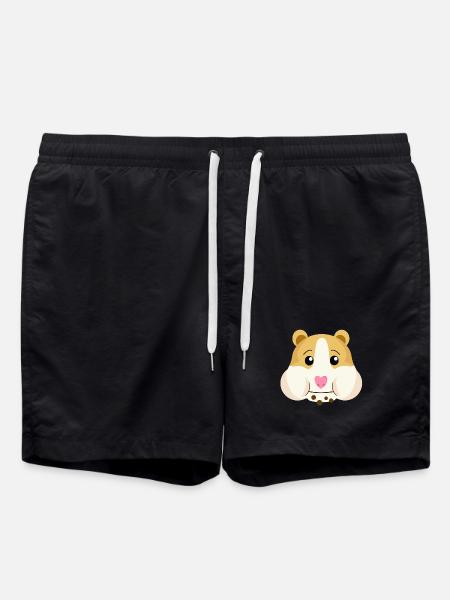Émoticône emoji drôle bébé hamster cochon d'Inde - Short de bain - noir