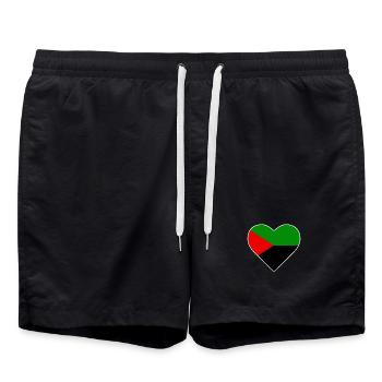 Heart red green black color flag Martinique - Swim Trunks - black - Front - AI Model Male 185 light (185cm)