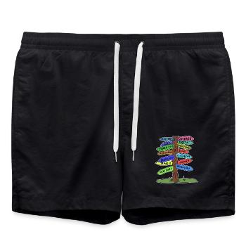 Travel travel vacation holidays summer time out - Swim Trunks - black - Front - AI Model Male 185 light (185cm)