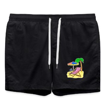 Sun Sea Beach Summer Palm Trees Relax Vacation - Swim Trunks - black - Front - AI Model Male 185 light (185cm)