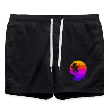 vacances vacances palmiers Caraïbes Plage Mer Été - Short de bain - noir - Devant - AI Model Male 185 light (185cm)