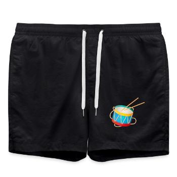 bunte Trommel für Kinder mit Drumsticks - Badeshorts - Schwarz - Vorne - AI Model Male 185 light (185cm)