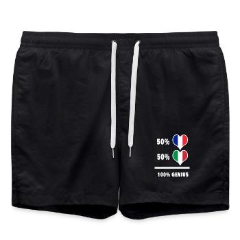 France and Italy 100% Ingenious / Gift - Swim Trunks - black - Front - AI Model Male 185 light (185cm)