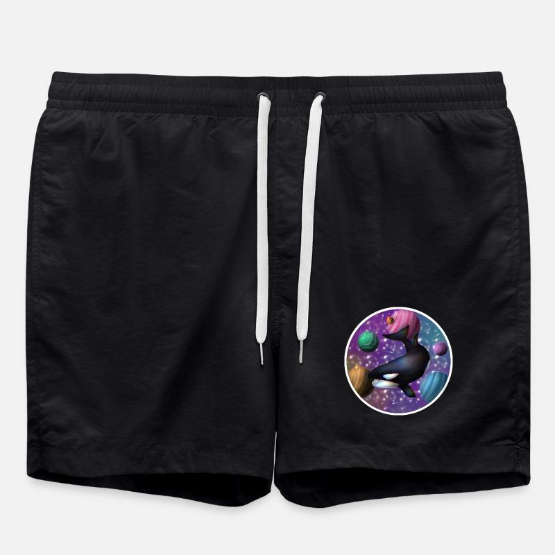 Orca im Raum - Badeshorts - Schwarz