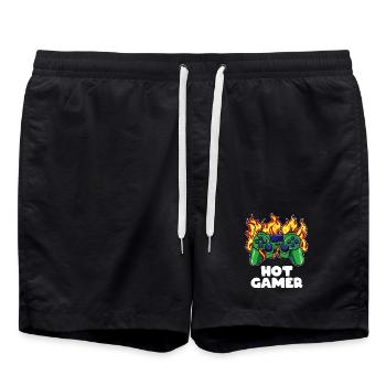 Gamer Zocker Controller - Badeshorts - Schwarz - Vorne - AI Model Male 185 light (185cm)