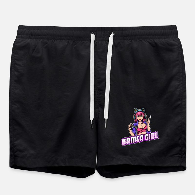 Gamer Queen Headset Controller Zocker - Swim Trunks - black