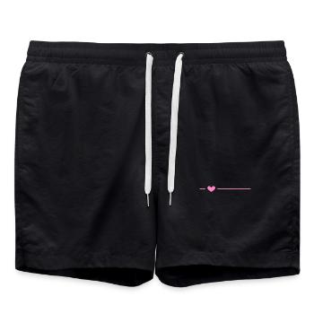 Linie Herz Strich Ornament Rosa - Badeshorts - Schwarz - Vorne - AI Model Male 185 light (185cm)