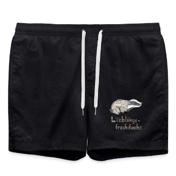 Lieblingsfrechdachs - Süßer Dachs in Aquarell - Badeshorts - Schwarz - Vorne - AI Model Male 185 light (185cm)