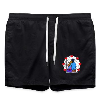 Couple amoureux Saint Valentin Cœur de romantisme - Short de bain - noir - Devant - AI Model Male 185 light (185cm)