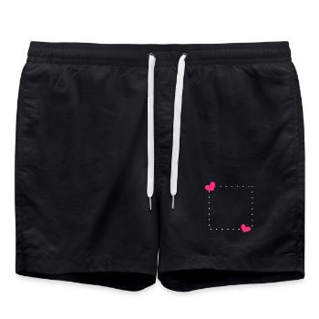 Heart Frame Ornament Line - Swim Trunks - black - Front - AI Model Male 185 light (185cm)