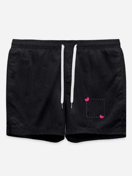 Heart Frame Ornament Line - Swim Trunks - black