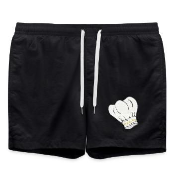 Toque de chef motif étoile, cuisine, cadeau homme - Short de bain - noir - Devant - AI Model Male 185 light (185cm)