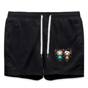 Freundin Beste Freunde - Badeshorts - Schwarz - Vorne - AI Model Male 185 light (185cm)
