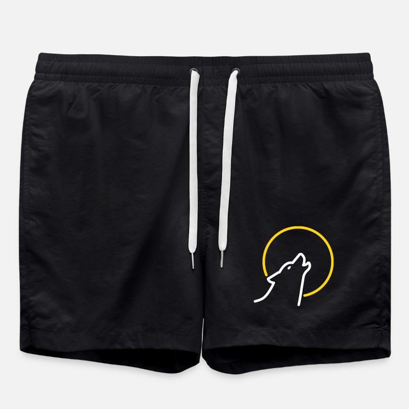 Wolf at full moon - Swim Trunks - black