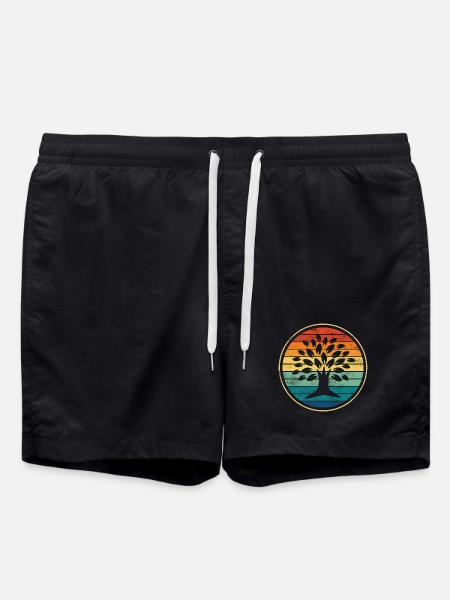 tree - Swim Trunks - black