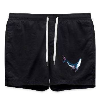 Blauwal Blumen Aquarell Watercolor Shirt - Badeshorts - Schwarz - Vorne - AI Model Male 185 light (185cm)