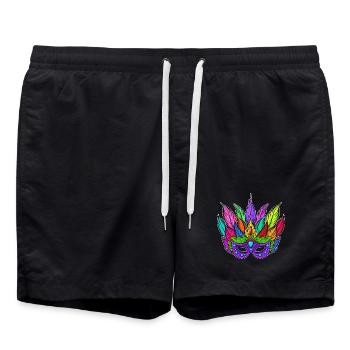 Masken Karneval Fasching - Badeshorts - Schwarz - Vorne - AI Model Male 185 light (185cm)