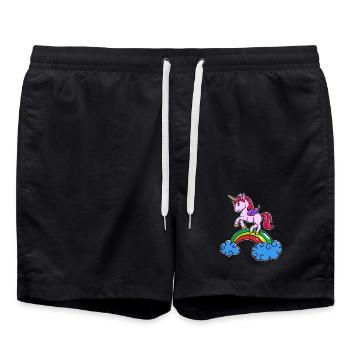 Einhorn Cool Tier - Badeshorts - Schwarz - Vorne - AI Model Male 185 light (185cm)