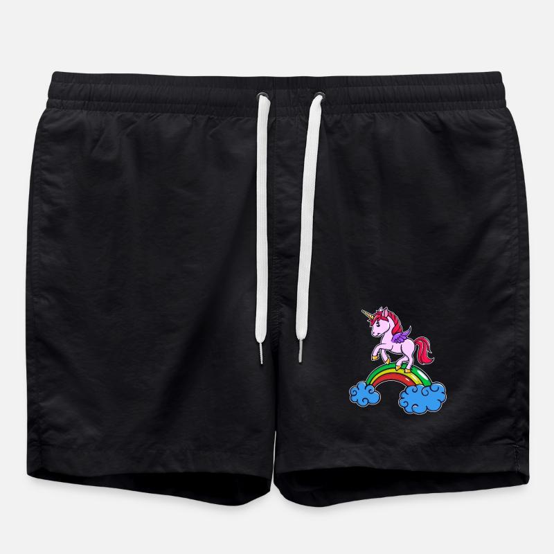 Einhorn Cool Tier - Badeshorts - Schwarz