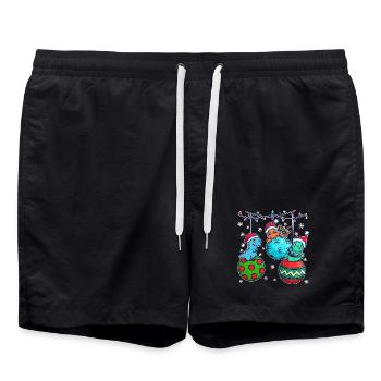 Ugly Xmas Dino Hässliche Weihnachten Schneeflocke - Badeshorts - Schwarz - Vorne - AI Model Male 185 light (185cm)