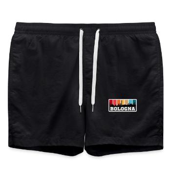 Bologne Italie Voyage Souvenir Skyline Silhouette I - Short de bain - noir - Devant - AI Model Male 185 light (185cm)